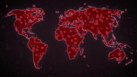 Digital World Map virus covid19 coronavirus outbreak Hologram abstract backgroun Stock Footage 143985266