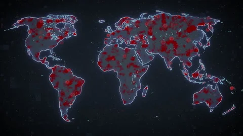 Digital World Map virus covid19 coronavirus outbreak Hologram abstract backgroun Stock Footage 143985267