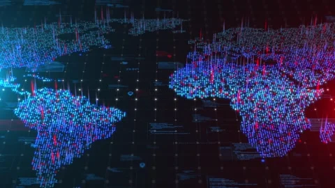 Digital World Metrics Geospatial Analysis Connectivity Information AI Platform Stock Footage 311365024