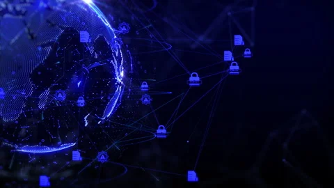 Digital World Network Security Global Cyber Threat Stock Footage 345321088