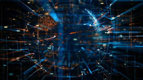 Digital World Networks of Information, digital age global connectivity. Stock Footage 108227986