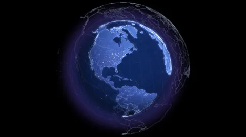 Digital World Rotation FULLHD Loop Alpha Stock Footage 33870246
