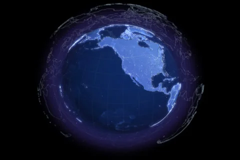 Digital World Rotation NTSC DV Loop Alpha Stock Footage 33870274
