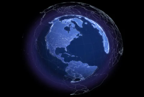 Digital World Rotation NTSC Loop Alpha Stock Footage 33870215