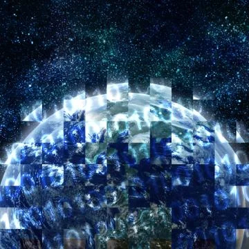 Digital world with sunrise イラスト素材