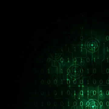 Digital world technology on a dark green background. Stock Illustration