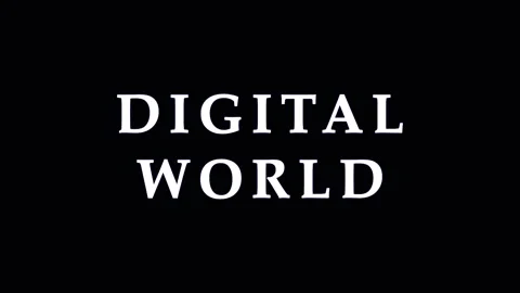 Digital World text effect with glitch animation in dark background for tech.. Stock Footage 344288456
