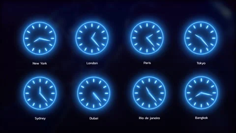 Digital World timezone clocks Stock Footage 143551362