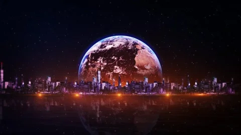 Digital World Of Tomorrow 5g Network cyber smart city Earth globe global data co Stock Footage 341900736