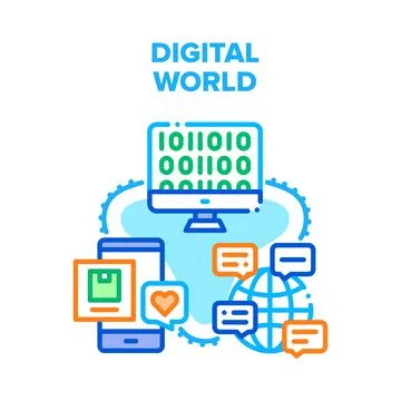 Digital World Vector Concept Color Illustration Stock Illustration