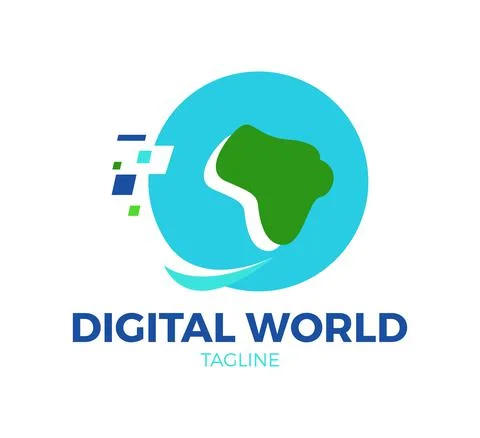 Digital world vector logo template design Stock Illustration