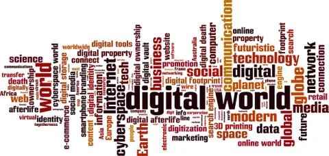 Digital world word cloud Stock Illustration