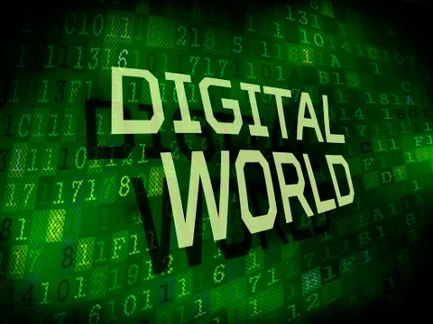 Digital world words isolated on digital background 스톡 일러스트