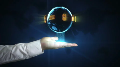 Digital world in your hands - information at your fingertips Video stock 46198133