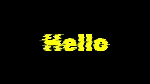 Digital yellow hello text with a heavy glitch distortion effect on black scre Vídeos de archivo 326545384