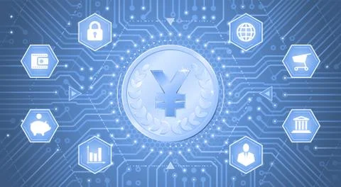 Digital Yen Currency Illustrazione stock