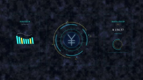 Digital yen symbol interface, currency finance data, tech hud Stock Footage 348334173