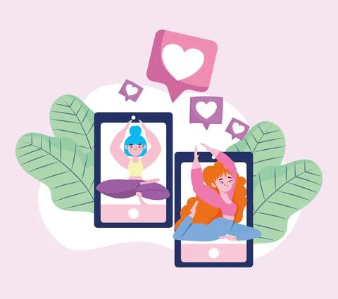 Digital yoga class Stock Illustration