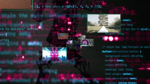 Digital zoom collage of artificial intelligence themed video animations. Stock Footage 297530381