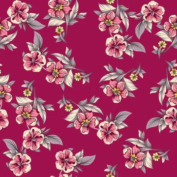 Digital,All,Over,Flower,Pattern Ilustração Stock