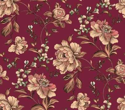 Digital,Allover,Flowers,Design,Pattern Stock-Illustration