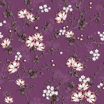 Digital,All,Over,Seamless,Flower,Pattern,Repeat イラスト素材