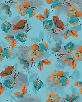 Digital,Allover,Seamless,Leaf,Design 库存插图