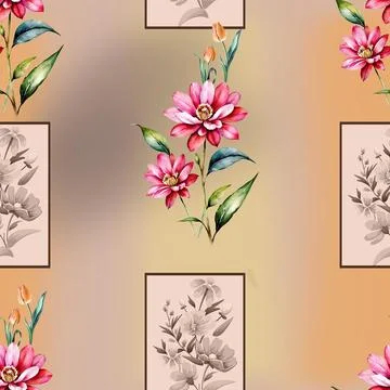 Digital,Design,Flower,All,Over イラスト素材