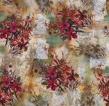 Digital,Floral,Allover,Background,Pattern Stockillustratie