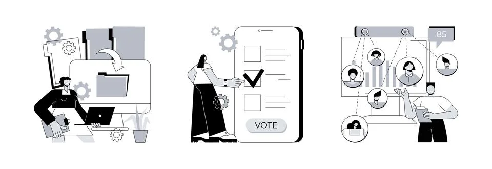 Digitalization abstract concept vector illustrations. Illustrazione stock