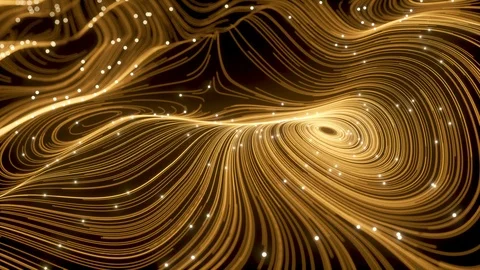 Digitalization Abstraction Waving golden Blurred Animated of Particle and Line Stock Footage 109170905