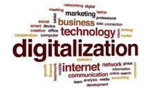 Digitalization animated word cloud, text design animation. ~ Clip ...