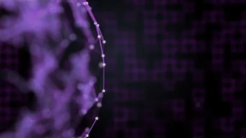 Digitalization concept. Abstract purple squares background and plexus network on Stock Illustration