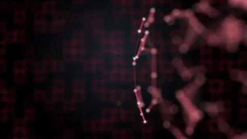 Digitalization concept. Abstract red squares background and plexus network on 스톡 일러스트