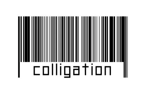 Digitalization concept. Barcode of black horizontal lines with inscription co 스톡 일러스트