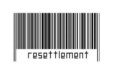 Digitalization concept. Barcode of black horizontal lines with inscription re 스톡 일러스트