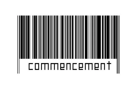 Digitalization concept. Barcode of black horizontal lines with inscription co Illustrazione stock
