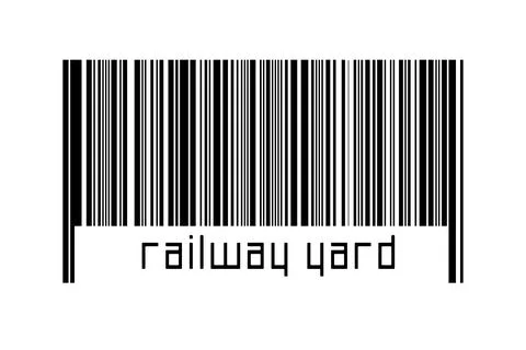 Digitalization concept. Barcode of black horizontal lines with inscription ra Stock Illustration