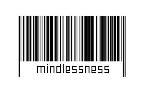 Digitalization concept. Barcode of black horizontal lines with inscription mi イラスト素材