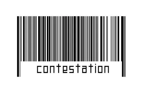 Digitalization concept. Barcode of black horizontal lines with inscription co Illustrazione stock