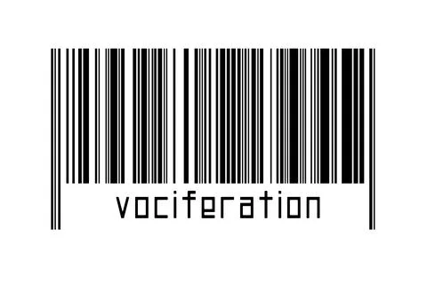 Digitalization concept. Barcode of black horizontal lines with inscription vo Stock Illustration