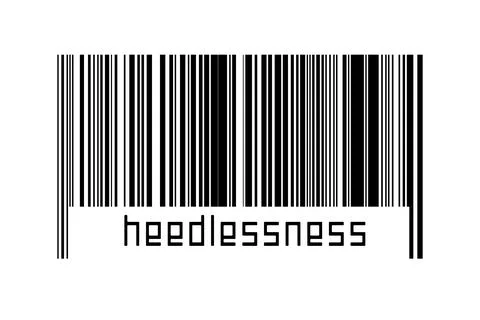 Digitalization concept. Barcode of black horizontal lines with inscription he イラスト素材