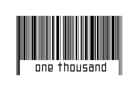 Digitalization concept. Barcode of black horizontal lines with inscription on 스톡 일러스트