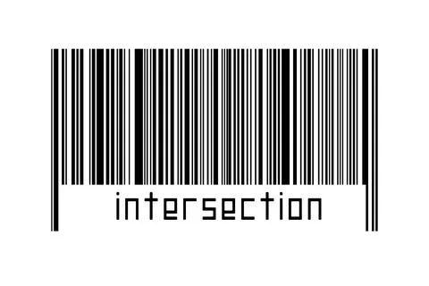 Digitalization concept. Barcode of black horizontal lines with inscription in Illustrazione stock