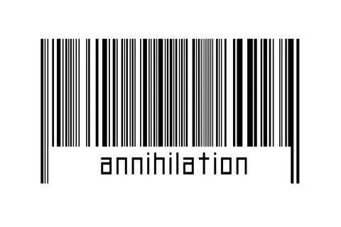 Digitalization concept. Barcode of black horizontal lines with inscription an 스톡 일러스트