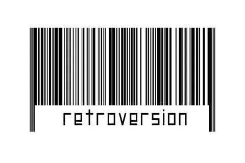 Digitalization concept. Barcode of black horizontal lines with inscription re Illustrazione stock