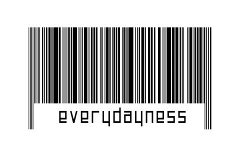 Digitalization concept. Barcode of black horizontal lines with inscription ev Stock Illustration
