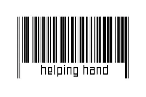 Digitalization concept. Barcode of black horizontal lines with inscription he Illustrazione stock