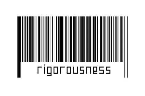 Digitalization concept. Barcode of black horizontal lines with inscription ri Stock Illustration