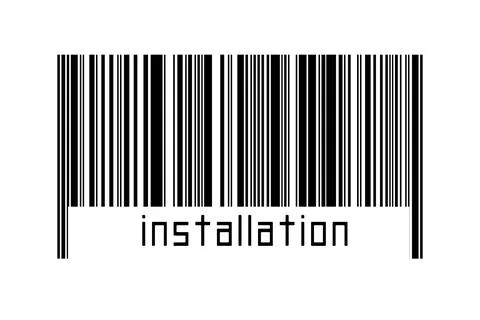 Digitalization concept. Barcode of black horizontal lines with inscription in Ilustração Stock